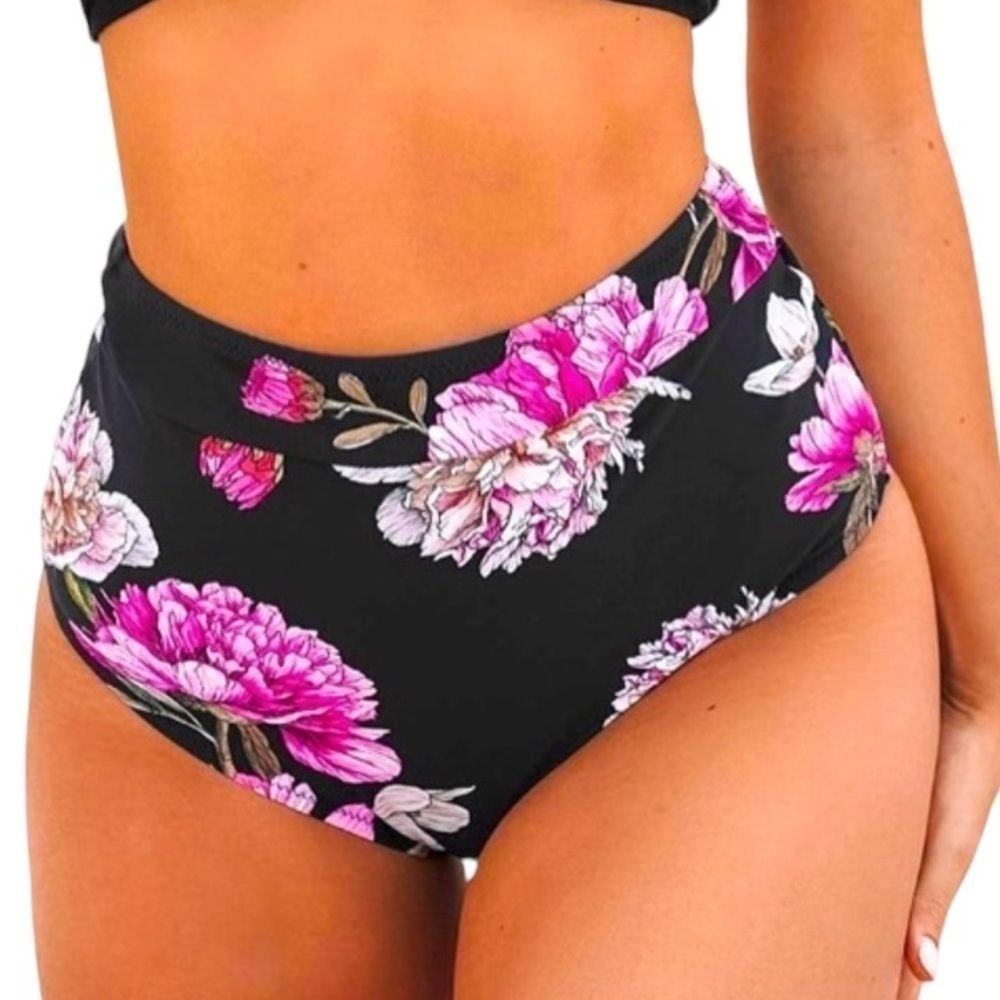 Cupshe High Waisted Floral Print Bikini Bottom Small NWT